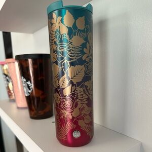 Starbucks Floral Ombre Cup Tumbler with Gold Foil